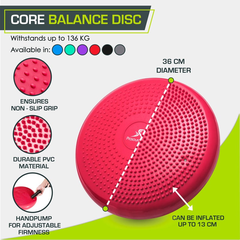 ProsourceFit Core Balance Disc Trainer, 14â€ Diameter with Pump for Improving Posture, Fitness, Stability - Image 3